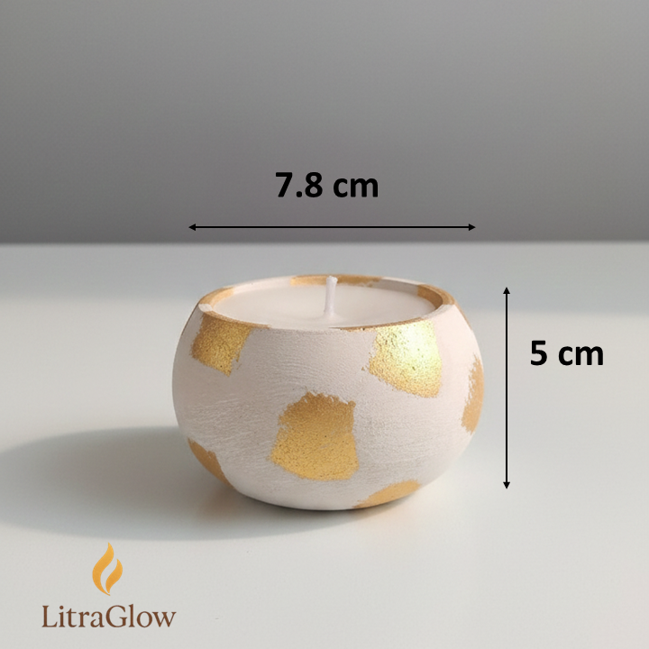 LitraGlow White & Gold Handcrafted Decorative Candles (Set of 2) - Image 2