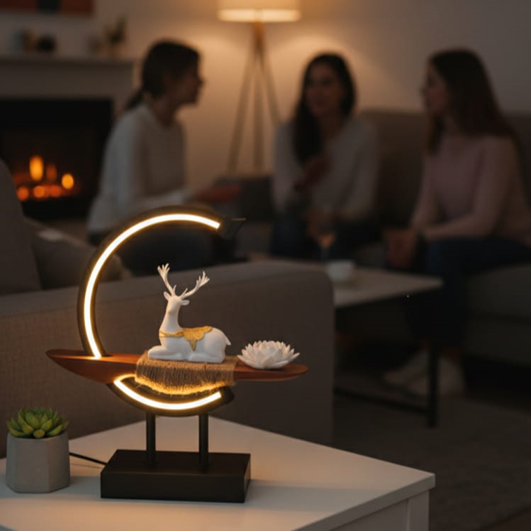 Moon Arc Deer Lamp – Modern Decorative LED Night Light for Home & Table Décor (10.5 x 11.2 Inches) - Image 3